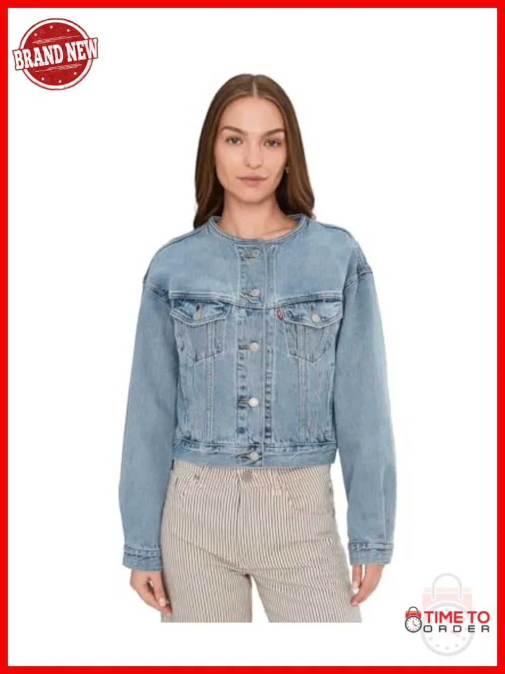 Collarless Shrunken 90s Trucker Jacket